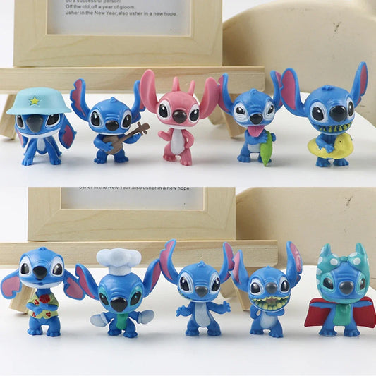 10Pcs 2025 new Disney Anime Lilo and Stitch figures Toys Lovely Stitch Hand With Scrump Model Decoration Toys