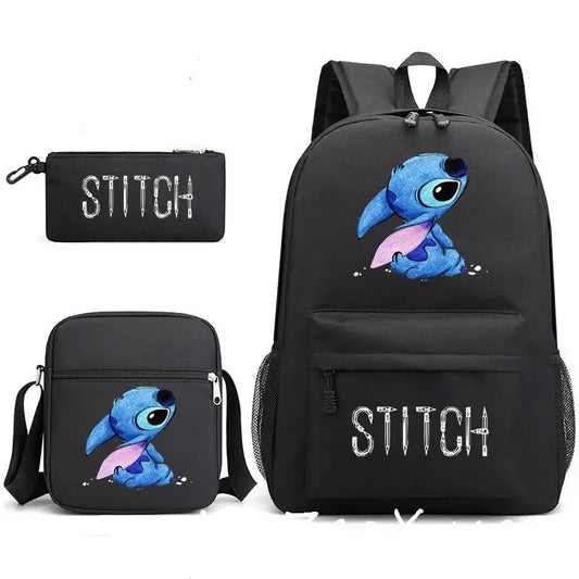 Cartoon Backpack 3 Pcs/set With Pencil Case Crossbody Bags Kids Lilo And Stitch Anime School Bags Boys Girls Teens Bagpacks