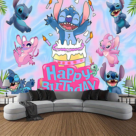 🥳 כרזת יום הולדת שמח של דיסני – סטיץ׳ ואנג׳ל 🥳